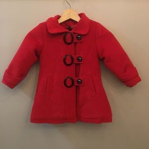 Adorable kid’s red winter coat